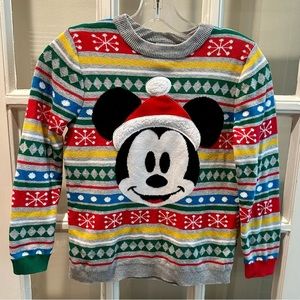 Disney Store Mickey Mouse Holiday Ugly Christmas Sweater Size 7-8